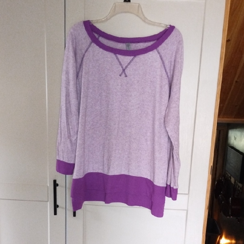 Honeyme Lavender Pullover with Purple Trim